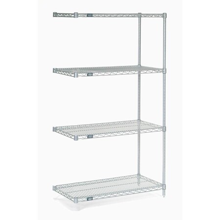Nexel Nexelate Wire Shelving Add-On, Silver Epoxy, 42W X 21D X 63H A21426EP